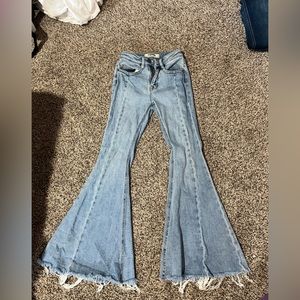 Rock ‘n’ roll denim bellbottoms, light wash jeans size waist, 24, length 30